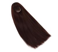 AMONIDA 1/4 Doll Wig High Temperature Silk Long Straight Hair with Bangs for 7-8in Doll DIY Simulated Scalp Stylish Look (Dark Brown)