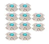 AMONIDA 10 Set Crossing Screw Back Buttons, Colorful Gemstones Decorative Studs, Metal Buttons with Floral Engravings, Ideal for Leather Saddles, Wine Bags, Hats & Belts (Green)