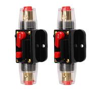 AMONIDA 12-24V Inline Circuit Breaker Manual Reset Fuse Holder for Car Boat Audio System High Current Protection 2 Pack (50A)
