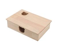 AMONIDA 13.0x9.6x3.6in Log Hamster House for Hamsters Chinchillas Golden Bears,6 Bedrooms with Underground Tunnel Maze,Removable Roof for Easy Pet Access,Wear Natural Log