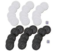 AMONIDA 22mm Plastic Backgammon Checkers Set, 15 Black and 15 White Pieces Set, 2 Dices Game with Classic Design, Ideal for Board Games, Home Leisure & Entertainment