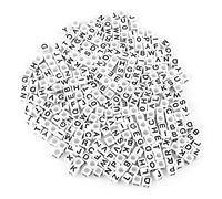 AMONIDA 300Pcs Black White Acrylic Letter Beads, Cube Alphabet Beads, DIY Bracelets with 26 Letters, Ideal for Kids Crafts & Jewelry Making