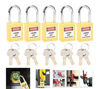 AMONIDA 38mm Lockout Padlock Nylon PA Steel Lock Body Non Slip with Chrome Plated Lock Beam Writable Label for Gas Power Nuclear Energy Logistics Transport (Yellow)