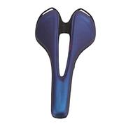 AMONIDA 3K Carbon Fiber Bike Saddle, Ultra Light Hollow Saddle, Mountain Road Bicycle Seat with Leather, Ideal for Riding & Cycling Comfort (Blue)