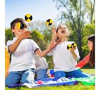 AMONIDA 3PCS PU Thud Juggling Balls, Soft Smooth Yellow Black Juggle Ball Set, Net Bag Ball Set for Beginners Kids Hand Eye Coordination Training