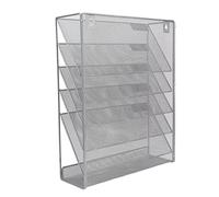 AMONIDA 5 Tier Wall File Organizer, Iron Mesh Hanging File Holder with Mounting Screws and Label Panels, Ideal for Office Home to Organize Documents Magazines Manuals