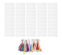 AMONIDA 50pcs Blank Watercolor Paper Bookmarks, Paintable Reusable DIY Bookmarks with Tassels, for Birthday Wedding School Home Crafts