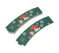 AMONIDA 50PCS Disposable Coffee Cup Sleeves Festive Insulating Holders for Halloween and Christmas Paper Hot Drink Holder 10.8x2.4in (Green)