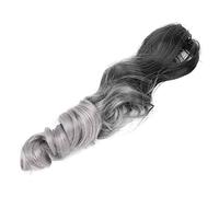 AMONIDA 55cm Claw Clip Ponytail Hair Extensions Stylish Long Curly Gradient Hairpieces for Women and Girls 100% Synthetic Fiber (black T gray)