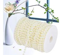 AMONIDA 6mm Pearl Bead String 25m Roll for Wedding and Christmas Decoration Beige White (Beige)
