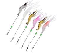 AMONIDA 6Pcs Soft Luminous Simulation Shrimp Lure Bait for Fishing Tackle Durable Silicone 8cm Variety Color