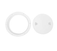 AMONIDA 8 Inch Deck Plate, White Anti Slip Weather Proof Nylon Round Boat Cover, with Easy Rotate Counterclockwise 180 Opening, for Yacht, Ship & Marine Vessel