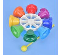 AMONIDA 8 Tone Hand Bells, Color Musical Instrument for Kids with Plastic Sticks, Develop Coordination Skills & Musical Intelligence