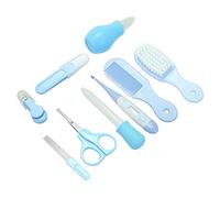 AMONIDA 9pcs Kit Essential Tools Set for Infants Including Nail Clipper Hair Brush Scissors and More (Blue)