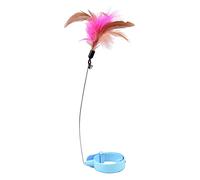 AMONIDA Adjustable Cat Feather Wand Collar for Multifunctional Fun and Playtime for Indoor Cats Made of Wire and Feathers (Blue)
