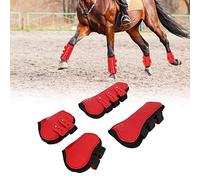 AMONIDA Adjustable Horse Leg Guard Set Soft Cushion Protector for Riding Equipment Red 4 Pack (Red front and back set General issue)