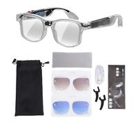 AMONIDA AI Smart Glasses with 8MP Camera, BT 5.4 WiFi Smart Translation Glasses with Replaceable Lenses 290mAh Video Recording Sunglasses for Travel Business Daily Life Music Calls