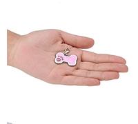 AMONIDA Alloy Rhinestone Decor Bone Shape Dog Cat Pet ID Tag Necklace Pendant for Engraving Pet's Name Prevention for Missing, Durable Zinc Alloy for Cat and Dog, Blue 1.3 * 0.9inch (Pink)