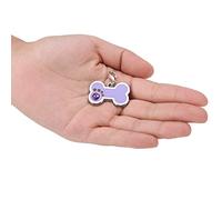 AMONIDA Alloy Rhinestone Decor Bone Shape Dog Cat Pet ID Tag Necklace Pendant for Engraving Pet's Name Prevention for Missing, Durable Zinc Alloy for Cat and Dog, Blue 1.3 * 0.9inch (Purple)