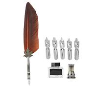 AMONIDA Antique Feather Dip Pen Unique Calligraphy Tool for Artistic Writing and School Supplies Gift Box (Orange)