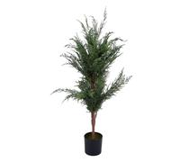 AMONIDA Artificial Xmas Tree with LED Lights, Lifelike Potted Cypress Holiday Decor for Living Room, Entryway, and Office, 6ft (90cm)