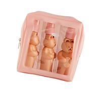 AMONIDA Bear Travel Bottles Kit Cute Design Easy Press Spray Bottles for Travel Business Use PE Material 3 Pieces (2 Press Bottle 1 Spray Bottle Free Size)