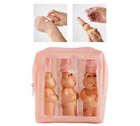AMONIDA Bear Travel Bottles Kit Cute Design Easy Press Spray Bottles for Travel Business Use PE Material 3 Pieces (2 Press Bottle 1 Spray Bottle Free Size)