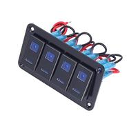 AMONIDA Black 4 Gang Toggle Switch Panel for Marine Vehicle Modification 12-24V, IP65 Rated ABS Material, 1 Unit