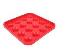 AMONIDA Black Plastic Billiard Ball Tray with 16 Holes for Convenient Storage in Billiards Rooms, Durable Design, 25x25x4cm (Red)