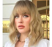 AMONIDA Blonde Hair Wig Sexy Wavy Synthetic for Daily Use Cosplay Parties Heat Resistant 65cm Long (LC278-1)