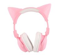 AMONIDA Cat Ear Bluetooth Headset Stereo Cute High Sensitivity Built-in Mic LED Kids Headset for Girls Wireless Headphones (Pink)
