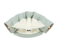 AMONIDA Cat Tunnel Foldable Bed, Covered Cat Cave for Indoor, Black Out Cloth Design Pet Sleeping Bag with Fuzz Balls Hanging At Each End, Ideal for Indoor Pet Sleep