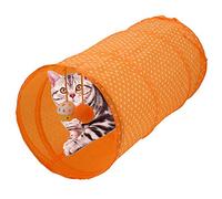 AMONIDA Cat Tunnel Interactive Rustling Sound Toy for Curious Cats Foldable Hide Tunnel for Indoor/Outdoor Play (Orange)