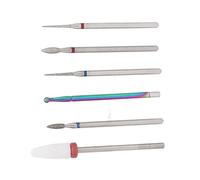 AMONIDA Ceramic Nail Drill Bit High Strength Tungsten Ceramic Cuticle Remover Bits for Nail Artist Beginners, 6pcs for Various Art Needs