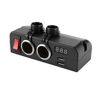 AMONIDA Cigar Lighter Socket Splitter 3 in 1 USB Car with Voltmeter for Most 12-24V Vehicles, ABS, Size 5.2x1.6x2.1in