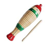 AMONIDA Colorful Fish Shaped Guiro Wooden Musical Instrument for Early Childhood Education 1 Piece (Small 12 Inch)