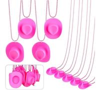 AMONIDA Cowboy Hat Necklaces, 12 Pcs, Mini Cowboy Style | Plastic material, 86 cm chains, perfect for western parties