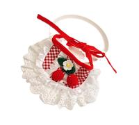 AMONIDA Cute Lace Cat Bib Scarf Adorable Bandana for Ragdoll Cats Fashionable Pet Costume 1 Piece (Red White Plaid S (Suggested Within 13.2lb))