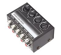 AMONIDA CX400 4 Channel Passive Mixer Portable Professional Stereo Mini Mixer for Recording Studio Stage Metal Black Ideal for Musicians