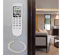 AMONIDA Dual Caller ID Phone, White LCD Display Landline Telephone, DTMF Phone with 38 Group Call Memory & Callback Feature
