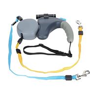 AMONIDA Dual Retractable Dog Leash with LED Light Durable Double-Ended Traction Leash for Walking Two Dogs Outdoor Pet Supply Comfortable Handle (Grey)