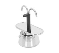 AMONIDA Durable Moka Pot with Dual Pipe Design | 100ml capacity, Made of stainless steel, Nonslip handle, Ideal for cappuccino, Thick strainer