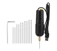 AMONIDA Electric Mini Drill Set Efficient 10pcs Bits for Jewelry Key Chain Making Black Resin for Craft Lovers (Black #-1)