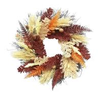 AMONIDA Fall Wreath for Front Door Cozy Autumn Harvest Decor with Faux Wheat Fern Nuts for Rustic Home (Autumn Wreath)