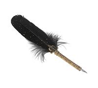 AMONIDA Feather Pen Set Exquisite Pattern Smooth Writing Calligraphy Kit for Friends Family Teachers Zinc Alloy 5 X Nibs (Black)