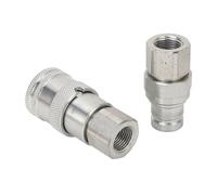AMONIDA Flat Face Hydraulic Quick Couplers Secure Connection for Excavator 2Pcs 3/8in NPT High Pressure Carbon Steel