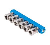 AMONIDA G1/4 Air Distribution Block Straight Pneumatic Manifold Compact Air Hose Splitter for Engineering Projects Aluminum (SML-6)