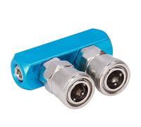 AMONIDA G1/4 Air Distribution Block Straight Pneumatic Manifold Compact Air Hose Splitter for Engineering Projects Aluminum (SML-2)