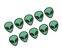 AMONIDA Green Embroidered Alien Head Patch for Clothing, Backpacks | Iron On Sew On Fabric Sticker, 2mm Edge for Needle Reinforcement, Towels and Bags