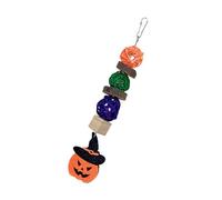 AMONIDA Halloween Bird Chewing Toys with Felt Pumpkin Decor for Parrots and Small Pets Made of Wood and Rattan Ball (Hat Pumpkin)